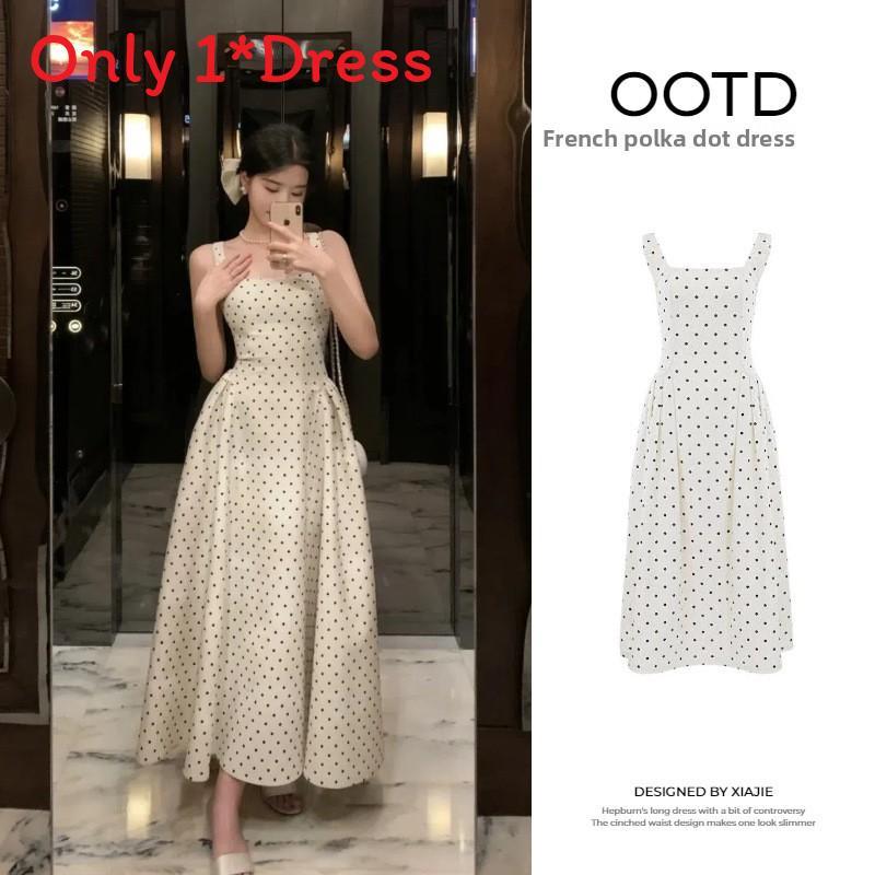 Cotton Polyester Dot Pattern Sleeveless Aline Dress For Summer Casual Womens Fashion