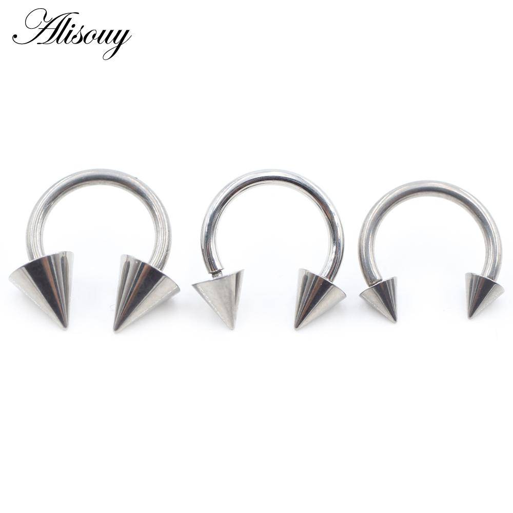 Alisouy 1PC Titanium Cone Internally Threaded Horseshoe Nose Ring Tragus Septum Helix Cartilage Earring Body Piercing Jewelry