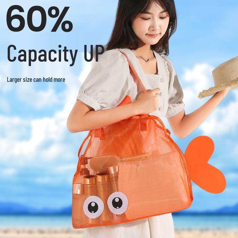 Children's Large Capacity Beach Toy Mesh Bag with Cartoon Design