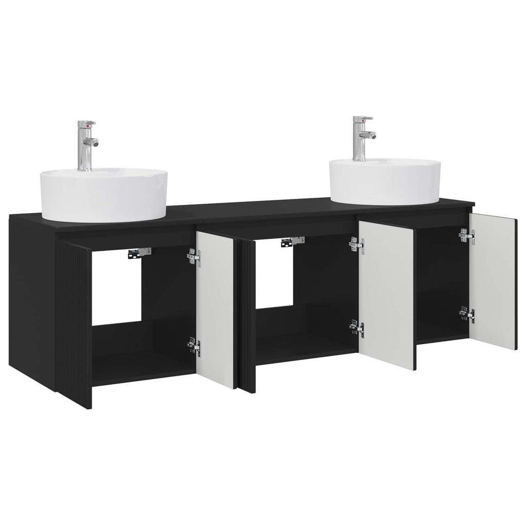 Bathroom Cabinet Set 3 Pcs Black 161.5 X 44.5 X 82 Cm