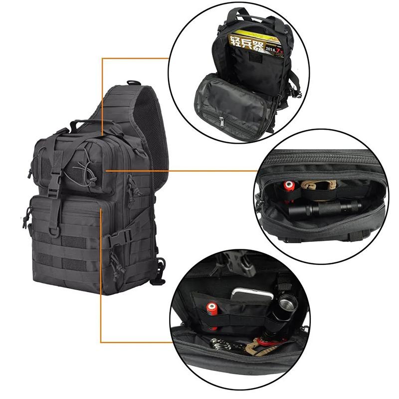 Men Chest Bag Military Backpack Tactical Assault Pack Crossbody Sling Bag Waterproof Rucksack Bag Outdoor Hiking Camping Pack Man Shoulder Bag