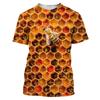Camiseta masculina com estampa 3D, camiseta engraçada de verão com abelha, manga curta, camiseta masculina casual unissex, camiseta grande, harajuku, gola redonda