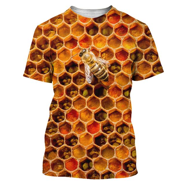 Camiseta masculina com estampa 3D, camiseta engraçada de verão com abelha, manga curta, camiseta masculina casual unissex, camiseta grande, harajuku, gola redonda