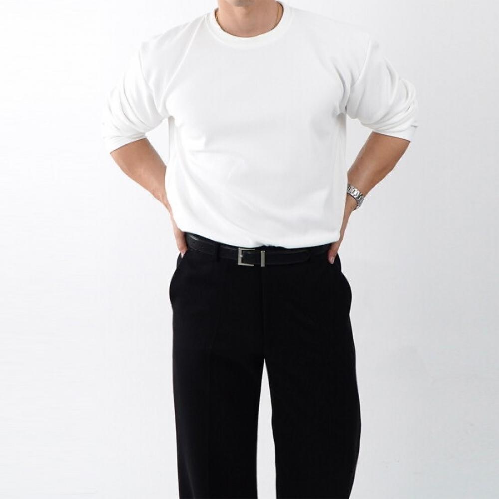 Onl Men S Fleece Wrinkle Free Long Sleeve T ShirT whiTe