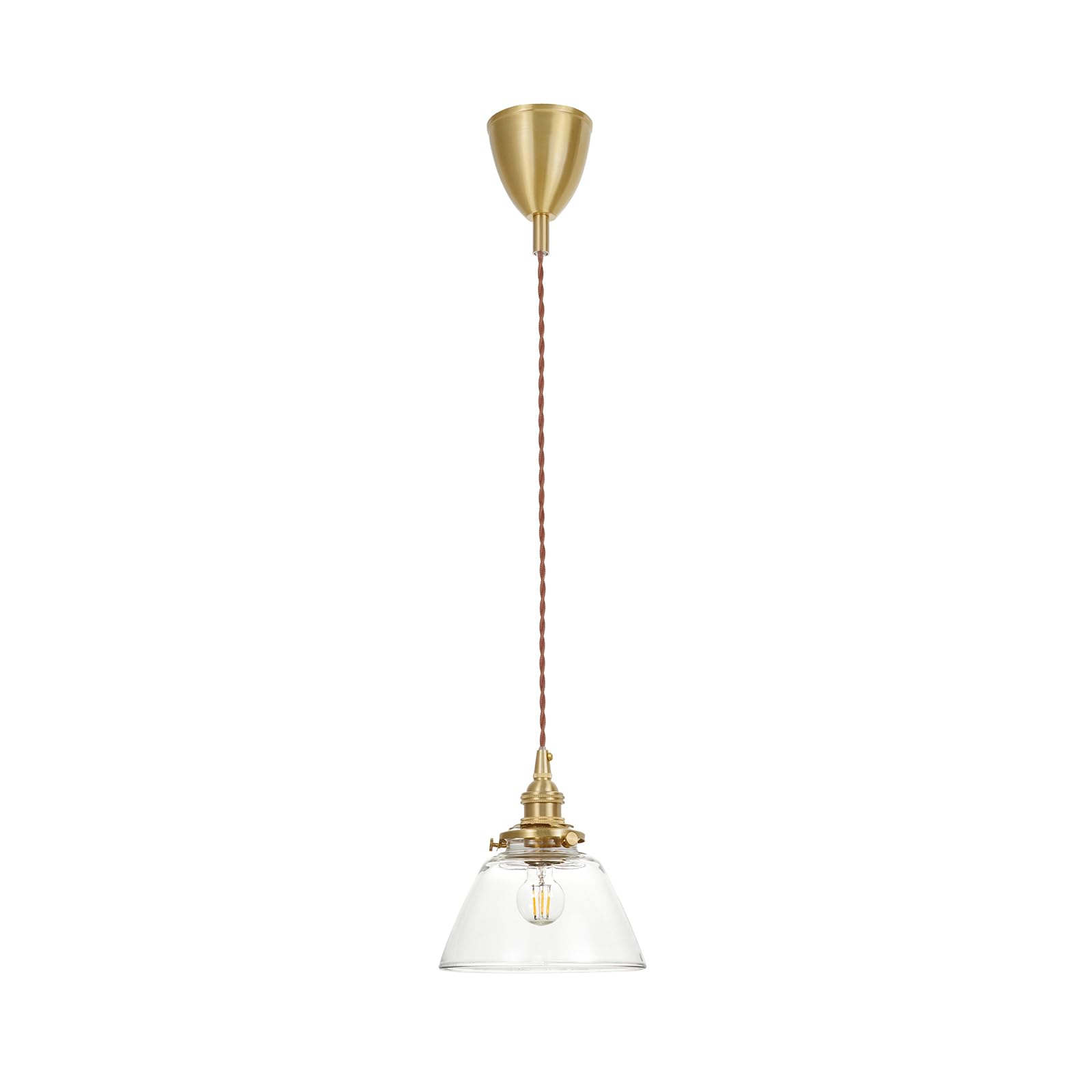 

Chiko Electric Brass Small Pendant Light Clear Glass Stylish Ceiling Lighting Hanging Indirect Lighting for Living Dining Bell Shape Hook Ceiling E17