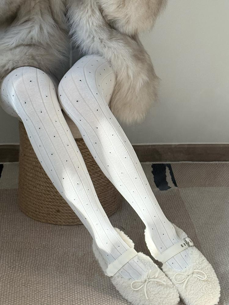 

Y2K Polka Dot Striped Tights Women Nylon Thin Autumn Stocking Spring Streetwear Lolita Pantyhose One Size