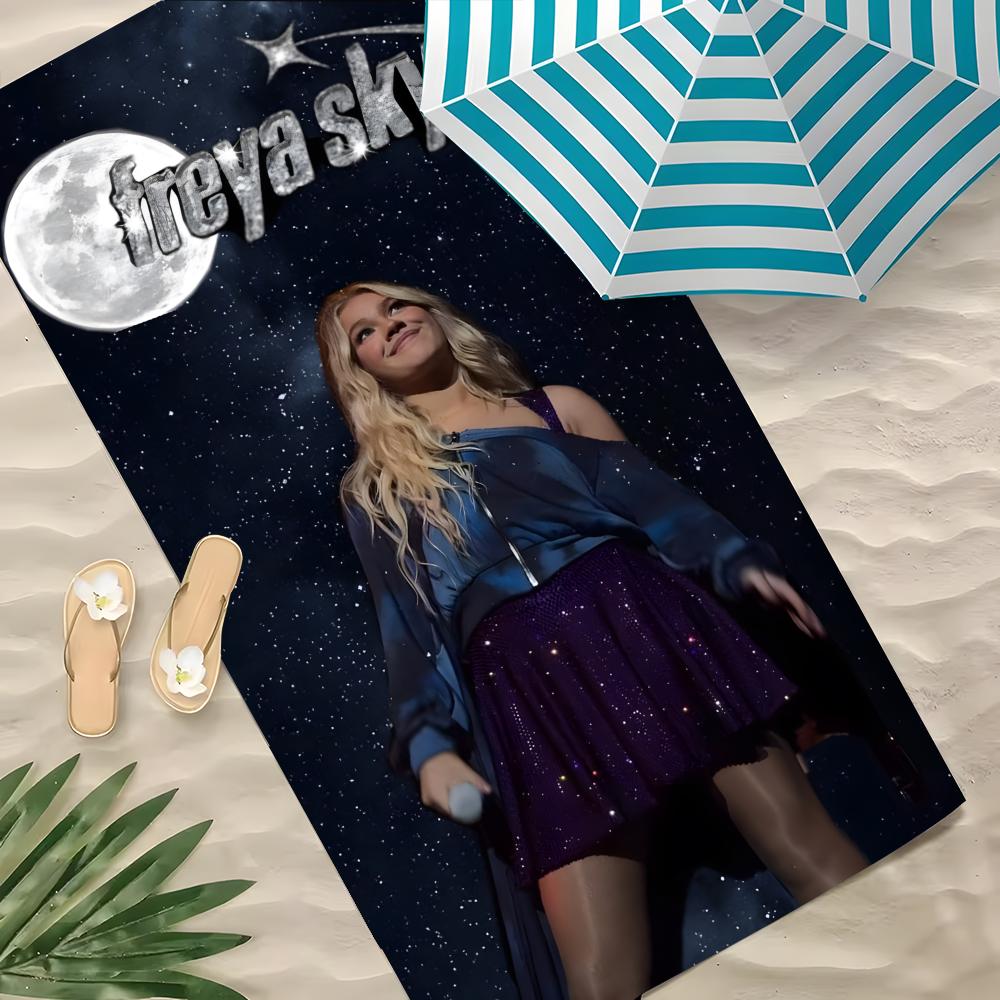 F-Freya Skye Handdoek Polyester Strandlaken Sneldrogend Zandvrij Badhanddoek Voor Zomer Zwembad Reizen Vakantie 60x35CM
