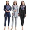 Women Printing Swimwear Muslim Bathing Suit with Cap Long Sleeve Swimsuit Full Coverage Swimming Suit 3 Pieces Sun Protection