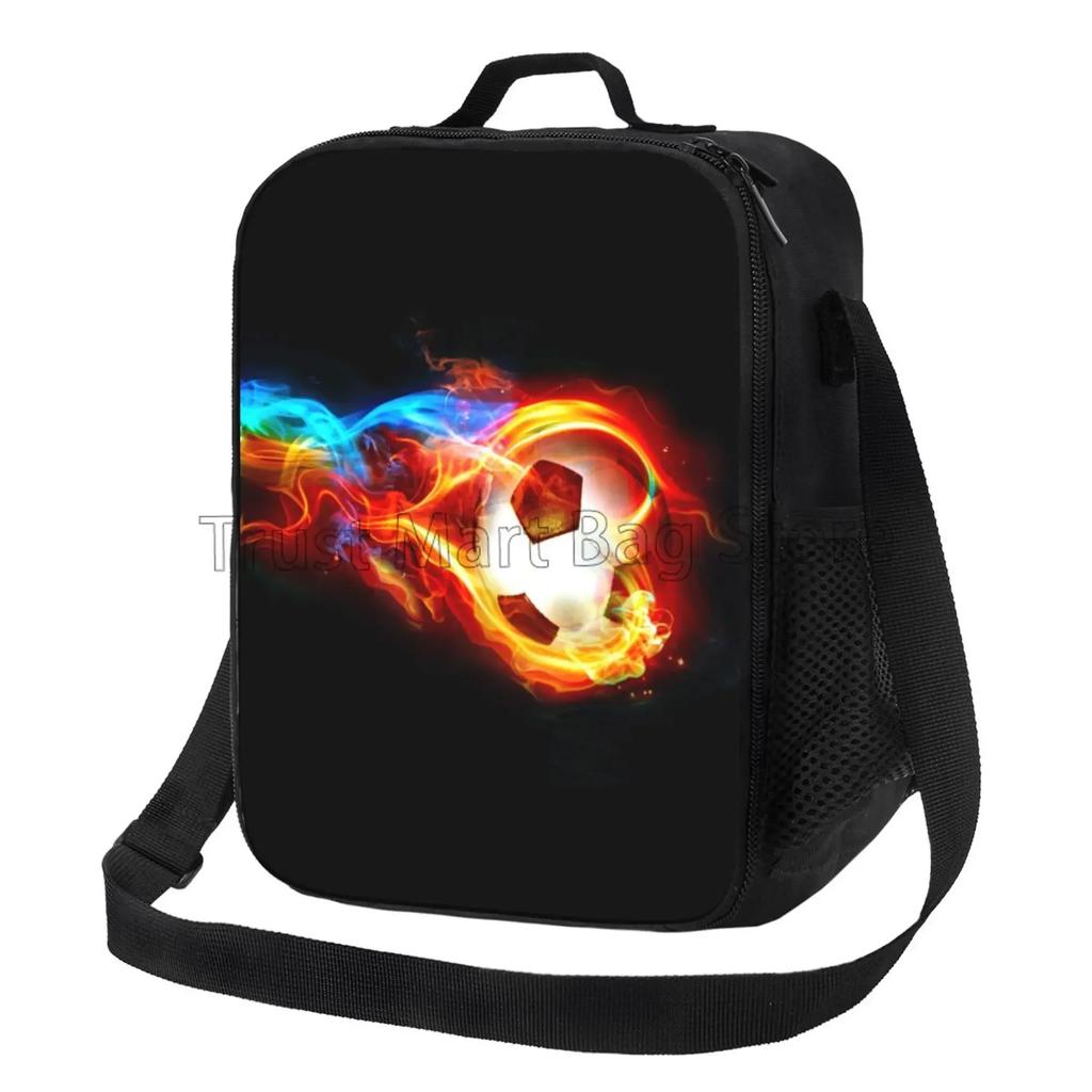 Soccer Ball Insulated Lunch Bag for Women Men Football Reusable Lunch Box for Office Work School Picnic Beach Cooler Tote Bags