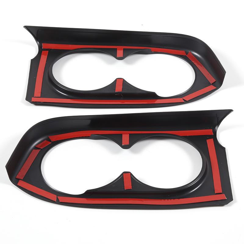 ABS Carbon Fiber /Red For Honda Pilot 2015- Car Rear Door Cup Holder Frame Cover Decorative Sticker Car Interior Accessories