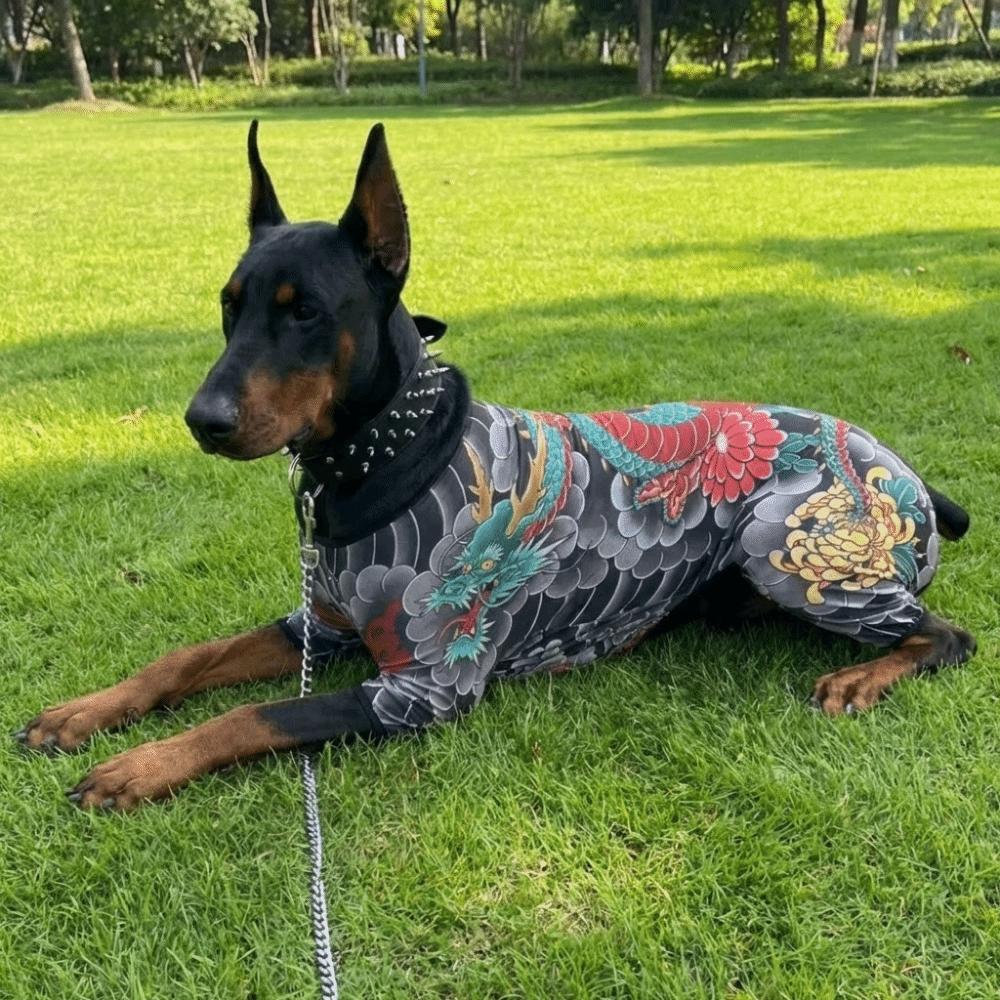 Fashion S-9XL Dog Tattoo Clothes Doberman Pinscher Elastic Pet Tattoo Shirt Anti-mosquito Soft Cat Tattoo Vest Four Seasons