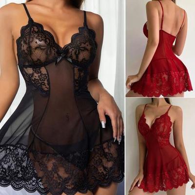 Camisón sin mangas con lazo y tirantes finos de malla a la moda para mujer para luna de miel