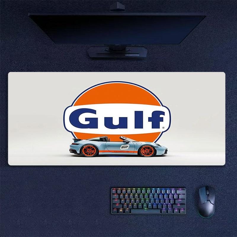 Gulf Racing Art Mouse Pad, Large Gaming Desk Mat, Non-slip XXL Mousepad for Laptop & Tablet, Mini PC Playmat with Stitched Edges