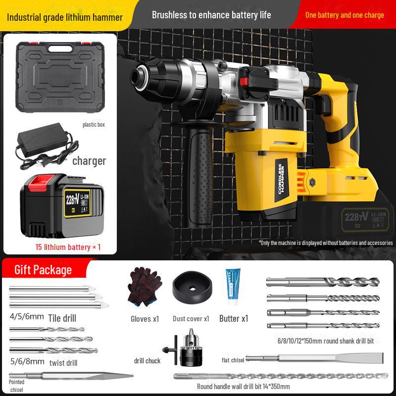 21V Brushless Lithium Hammer Drill: High-Power Electric Impact for Concrete