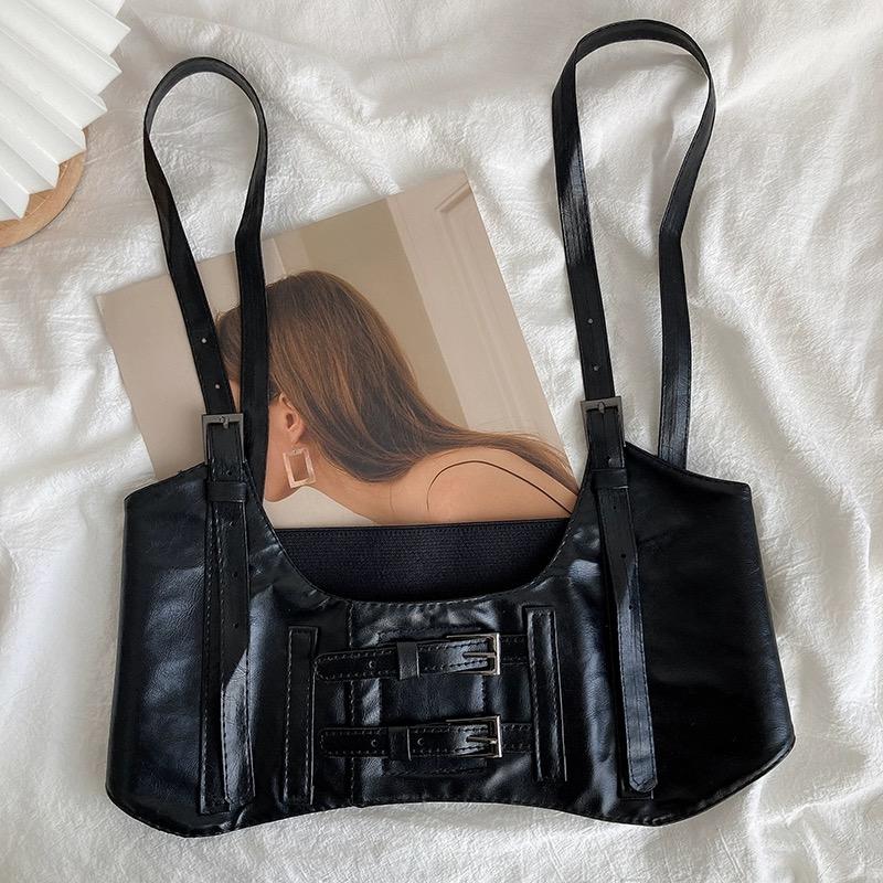 Functional European and shoulder strap belt women's punk shirt with dress street strap waist cover decoration