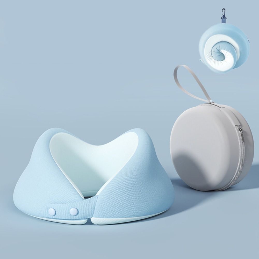 Portable Resilient Travel Neck Pillow Space-saving Removable U-shaped Pillow with Storage Box Soft Headrest Office