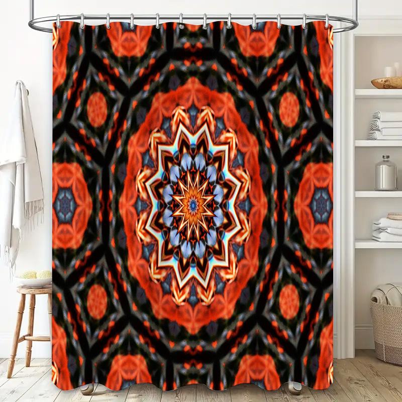Kaleidoscope Shower Curtain Bathroom Decor Waterproof Fabric Bath Mat Sets Modern Artistic Design Print 3D Customizable Size Opt
