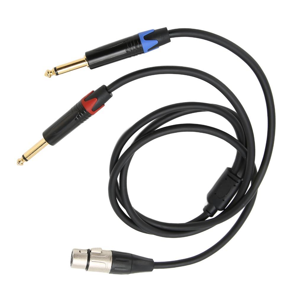 Y Splitter Dual 6.35mm Male To XLR Female 24K Gold Plated Microphone Splitter Cord  Home Studio