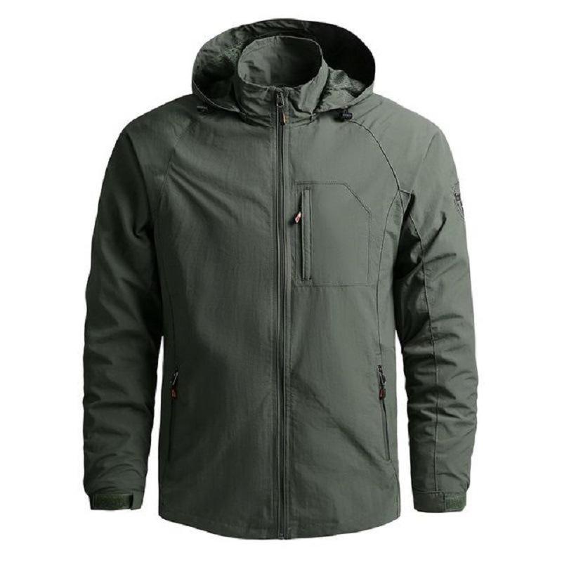 Men's Spring and Autumn Plus Size Hooded Jacket Casual Outdoor Softshell Jacket