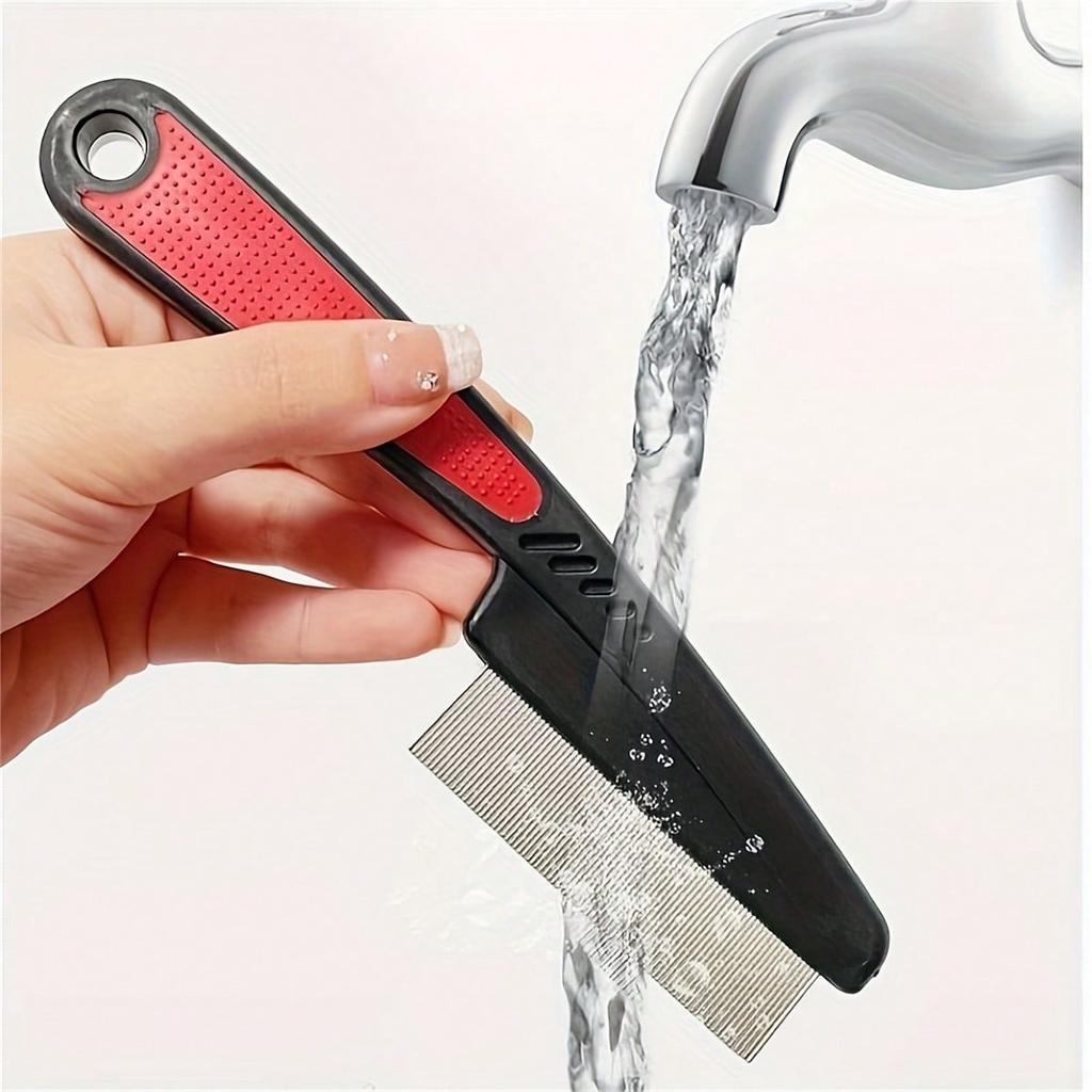1pc Heavy-Duty Stainless Steel Fine Tooth Comb For Thick Hair - Dandruff & Lice Remover With ABS Handle, Sensitive Scalp Care