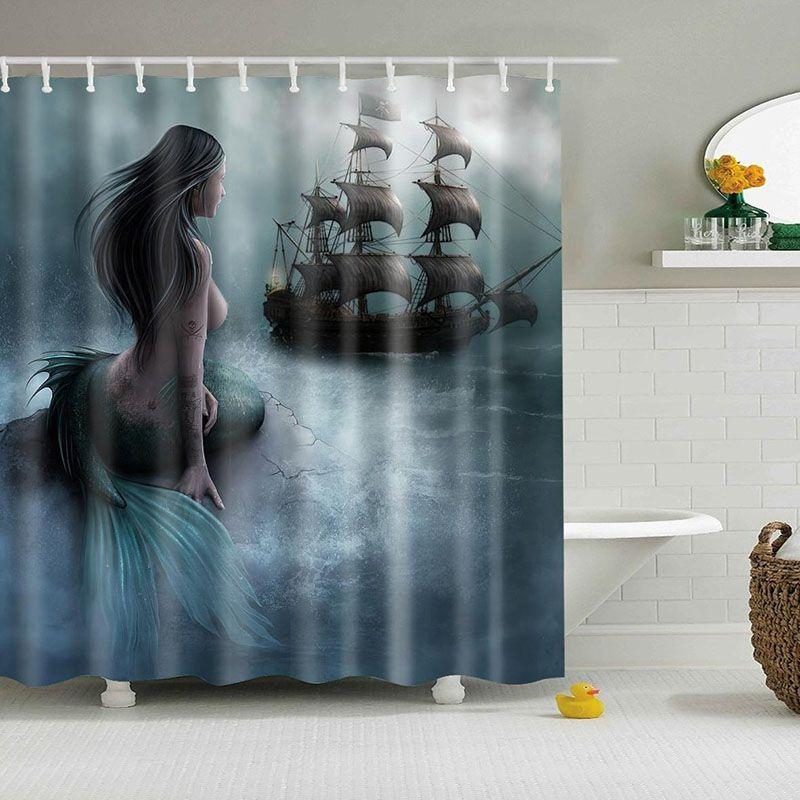 Fabric Waterproof Bathroom Shower Curtain Sheer Panel Decor 12 Hooks New