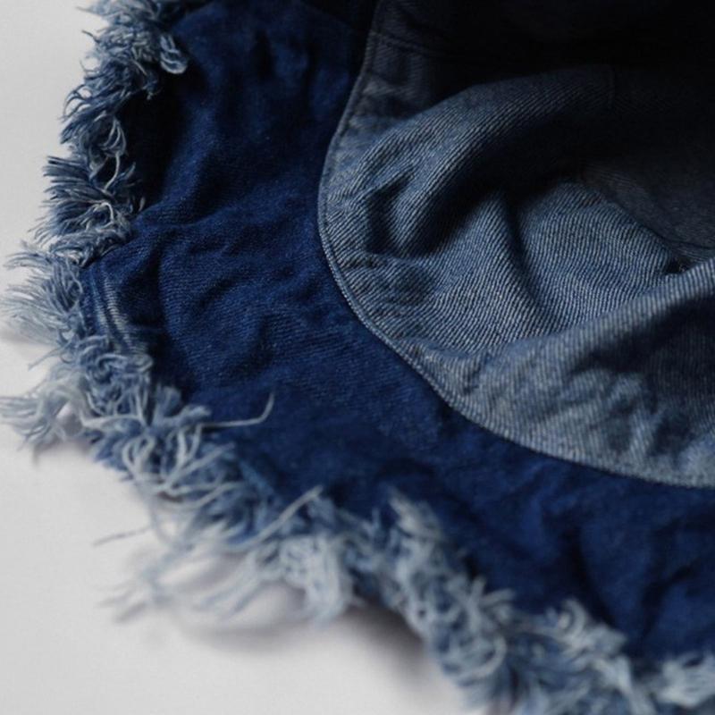 Vacation Outdoor Fisherman Hat for Woman Bucket Hat Distressed Frayed Edge Hat