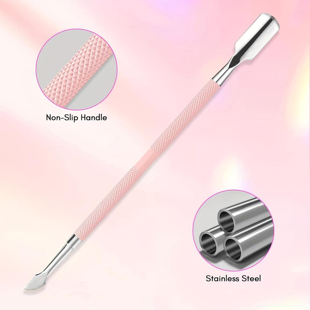 Stainless Steel Cuticle Pusher Double-ended Horseshoe-shaped Steel Pusher Removes Dead Skin and Cleans Dirt