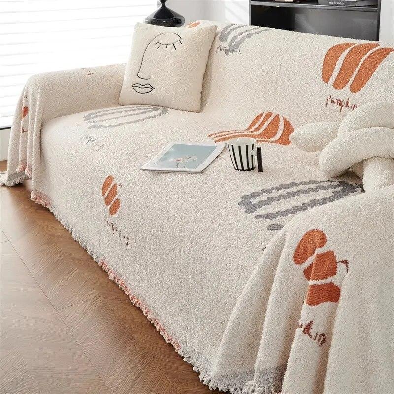 Luxury Soft Sofa Cover for Living Room Non-Slip Solid Thick Sofa Towel Blankets Simple Style Plush Couch Towel Home Couch Decor