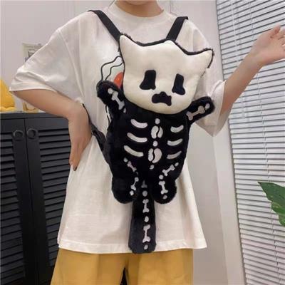 Y2K Neuheit Niedlicher Plüschrucksack Cooler Gothic Rucksack Harajuku Mädchen Street Persönlichkeitsrucksäcke Mode Damen Reiserucksäcke