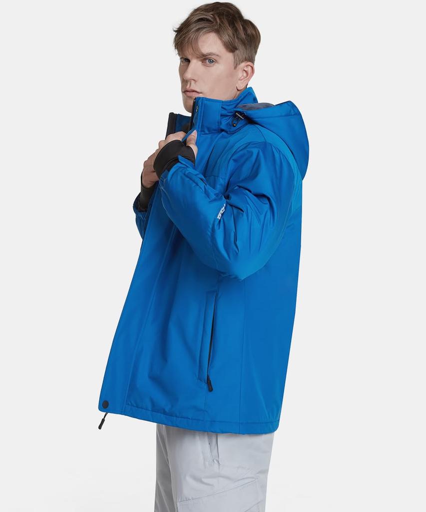 Tesla Men's Detachable Hooded Ski Jacket, Windproof, Waterproof, and Warm, Perfect for Snowboarding, Sports, and Activewear, YKJ60-JPBLU_XL
