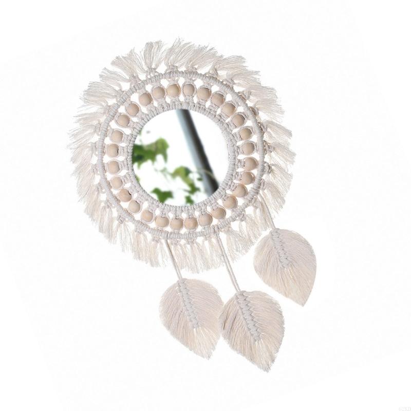 62KD Bohemian Wall Hangings Mirrored Tapestries Tassels Crafts Decorative Mirrored