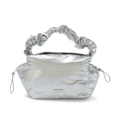 [Barcos Blue] Handle Design Lightweight 2-Way Handbag, Shiny Accessory-Like Bag, Silver