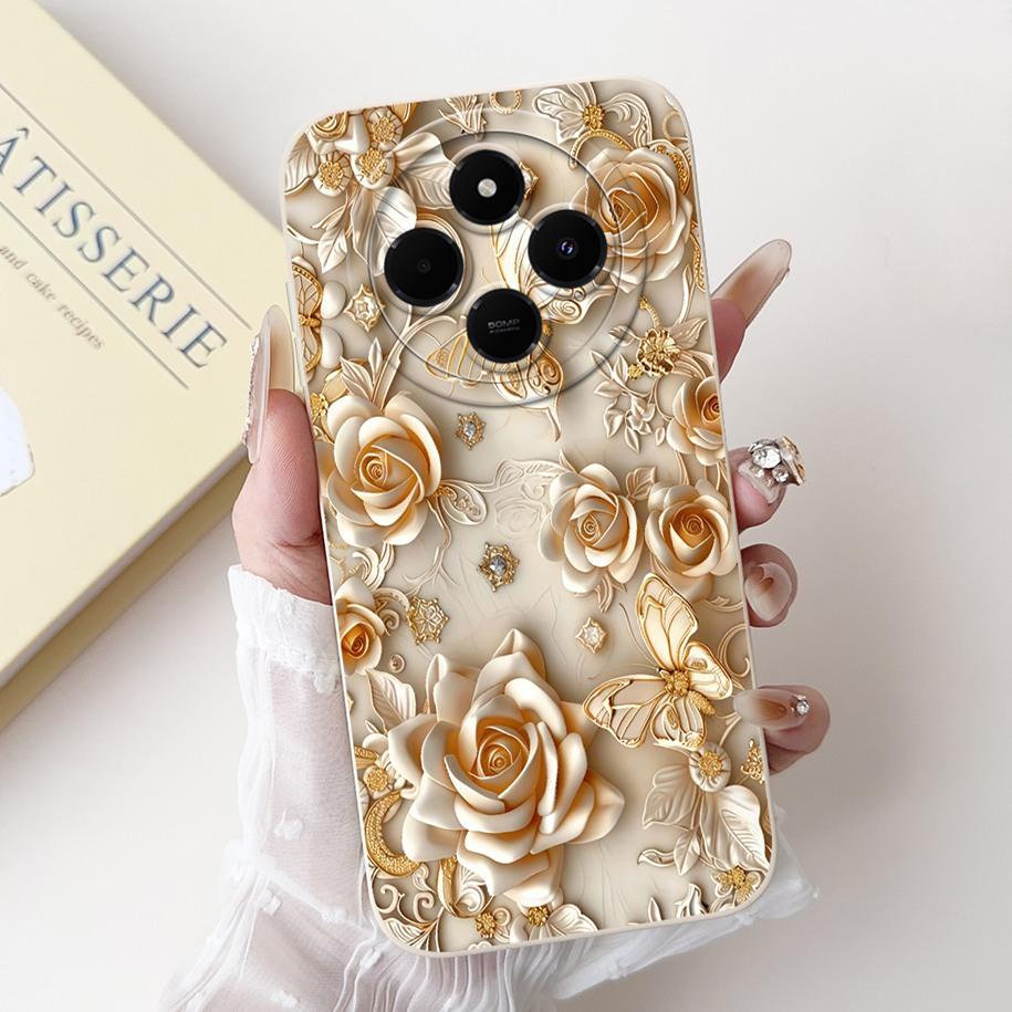 For Xiaomi Redmi 14C 4G Case Poco C75 Fashion Cherry Rose Flower Soft Silicone Cover On Redmi14C Bumper Redmi A4 A3 Pro 5G Funda