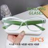 3PCS Fashion Women's Square Frame Reading Glasses Unisex Stylish Cat Eye Prescription Eyewear Retro Far Sight Eyeglasses for Men