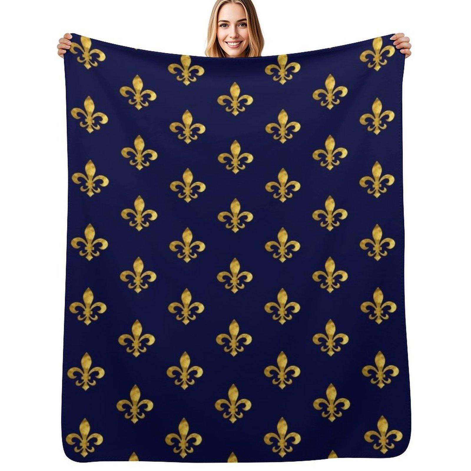 Florence Royal Fleur de Lis Throw Blanket Luxurious Soft Blanket Holiday Gift for Family Size: 75*100cm, Weight: 230 GSM