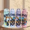 1PC Birthday Boy Excavator 750ml Color Plastic Sports Water Bottle Leakproof Flip Straw Lid Suitable for Sports Office Home Use