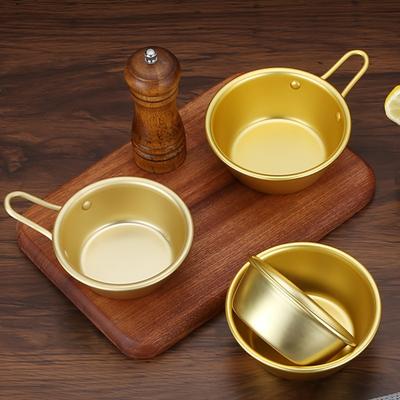 Bol à vin de riz coréen doré en acier inoxydable avec anse, petit bol jaune pour vin chaud et froid, bol à condiments