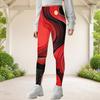 Girls Red Black Abstract Printed Full Length Stretch Waist Yoga Leggings
