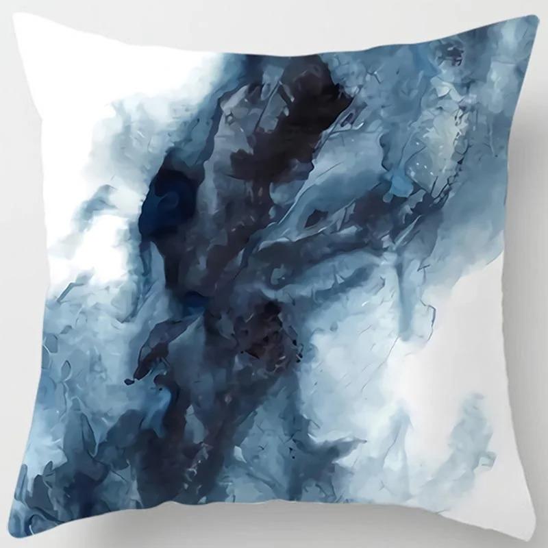 Blue Pattern Print Home Decoration Polyester Fiber Cushion Cover Living Room Sofa Cushion Cover 45X45 Cm