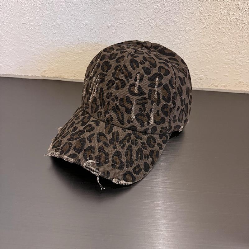 Y2k Leopard Print Hole Baseball Caps Unisex Spring Autumn Outdoor Casual Sport Hats Women Fashion Sunscreen Sun Hat