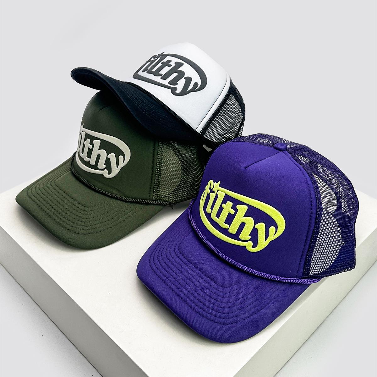 Yiran Bag Women's New Unisex Color Block Filthy Letters Baseball Hats Sunshade Color Block Breathable Personal Trucker Caps Versatile Mesh Fashion 52-60Cm