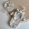 Autumn/Winter Pet Striped Bottom Shirt Cute Hat Set Teddy Cat Hoodie Dog Clothes for Small Dogs Puppy Clothes