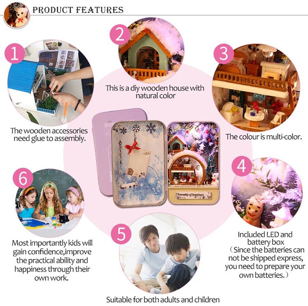 Miniature Scene Wooden Puzzle Toy DIY Doll House Furniture Christmas Gift 12ml