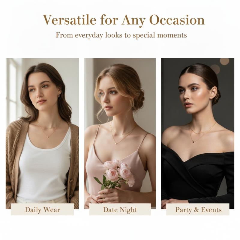 2Pcs Exquisite Metal Heart-Shaped Pendant Necklace Jewelry Layered Collarbone Chain For Women'S Daily Dating