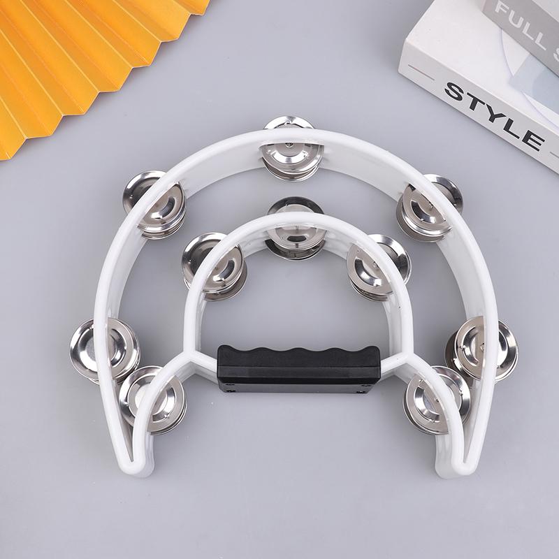 Hand Bell Double Row Rattle Orff Tambourine Double Layer Hand Bell Drum Percussion Instrument Handle Jingle Bell Educational Toy