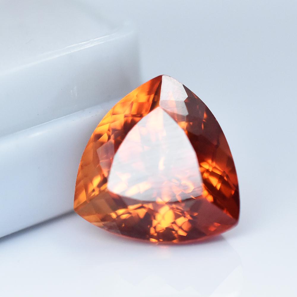Natural Orange Sapphire Loose Gemstone Trillion Cut 5.30 Ct September Birthstone for Gem Collections