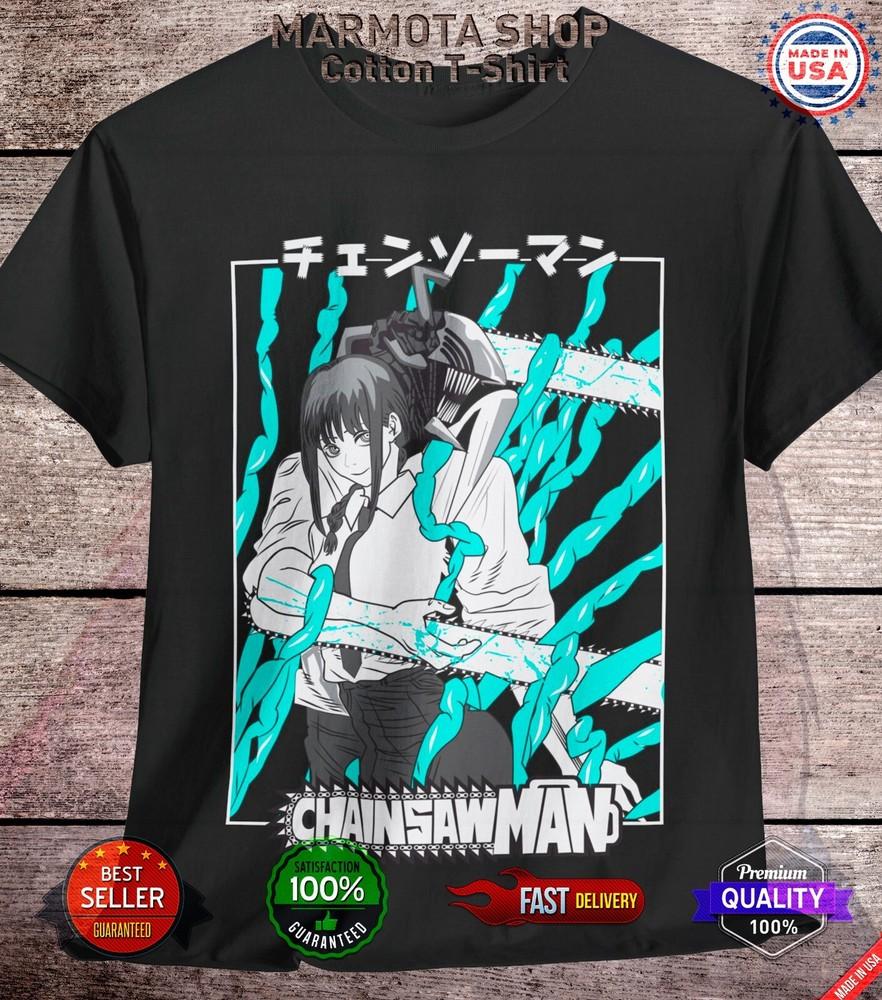 

Makima Denji Chainsaw Man Shirt Anime Tee T-Shirt Pochita Horror Manga Otaku CSM L