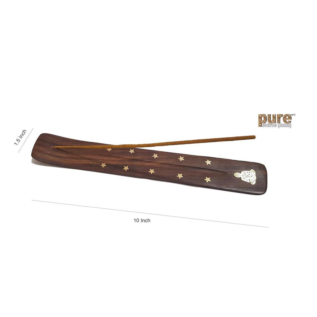 Wood Incense Holder (10 x 1.5 inch, Brown)