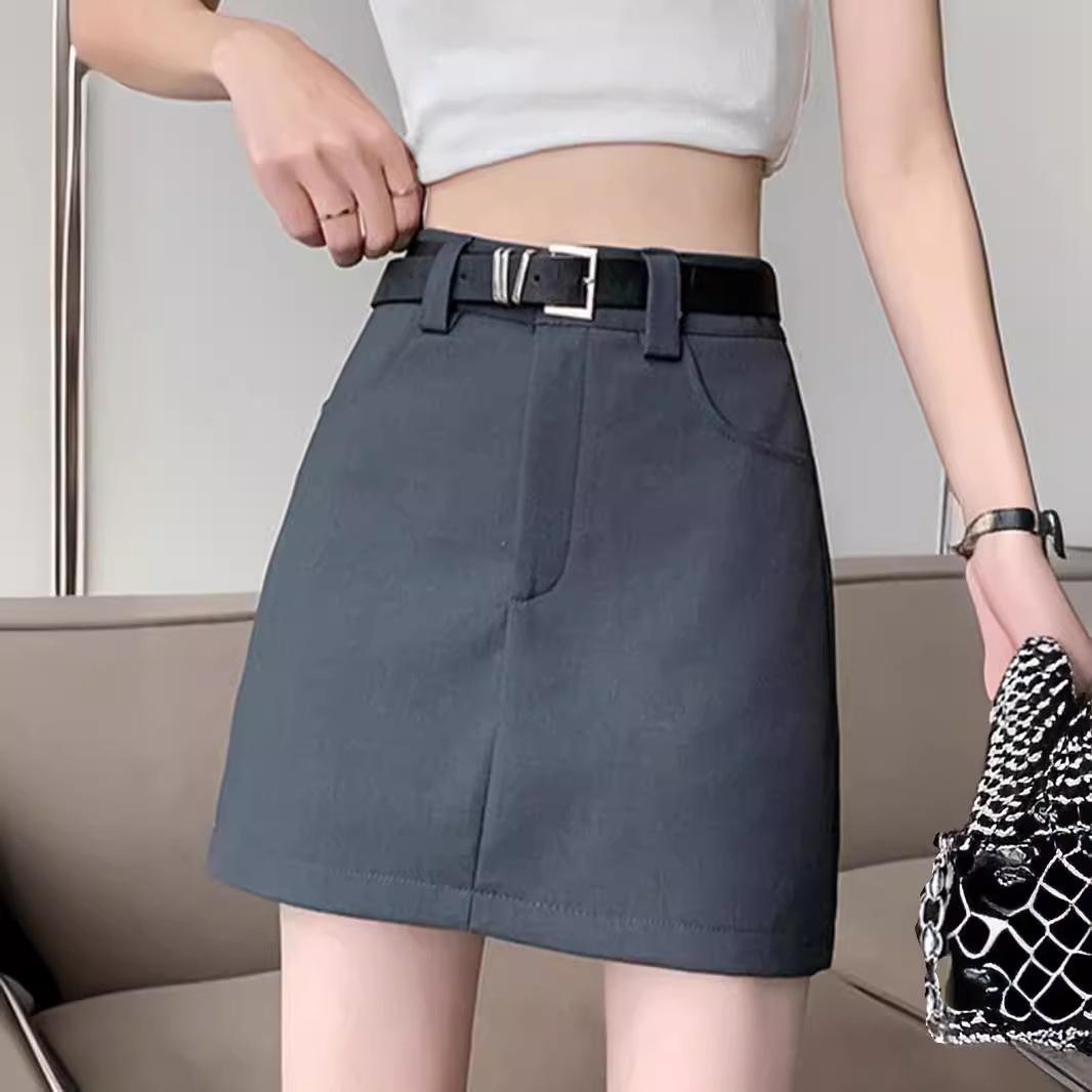

Summer 2025 Women s Gray High Waist A-line Bodycon Mini Skirt XS