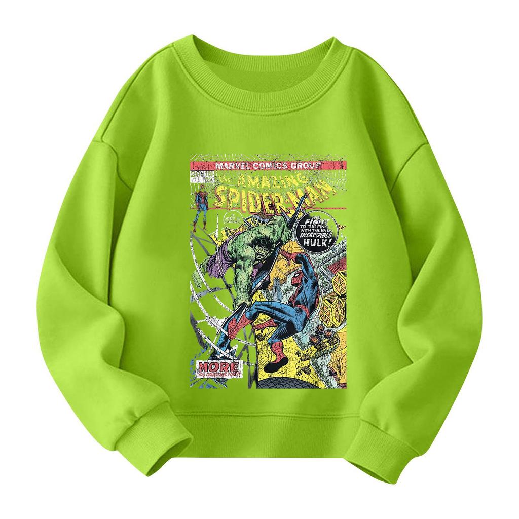 Boys and girls round neck plus velvet pullover printed top sweatshirt